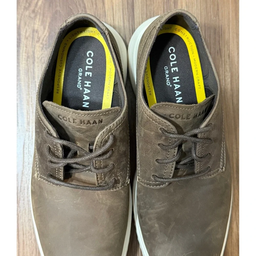 Cole Haan Grand+ Mens Brown Leather Oxford Plain Toe Dress Shoes (C30185) Sz 9.5
